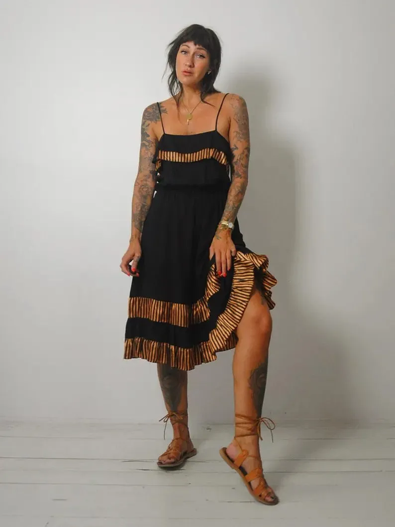 1970's Copper Striped Sundress