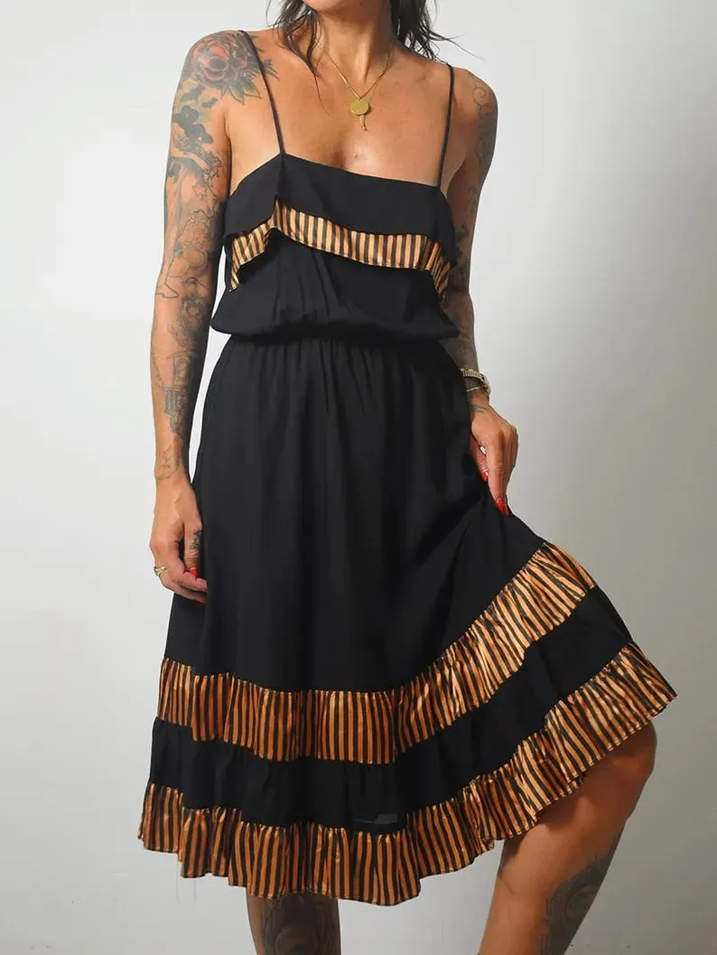 1970's Copper Striped Sundress