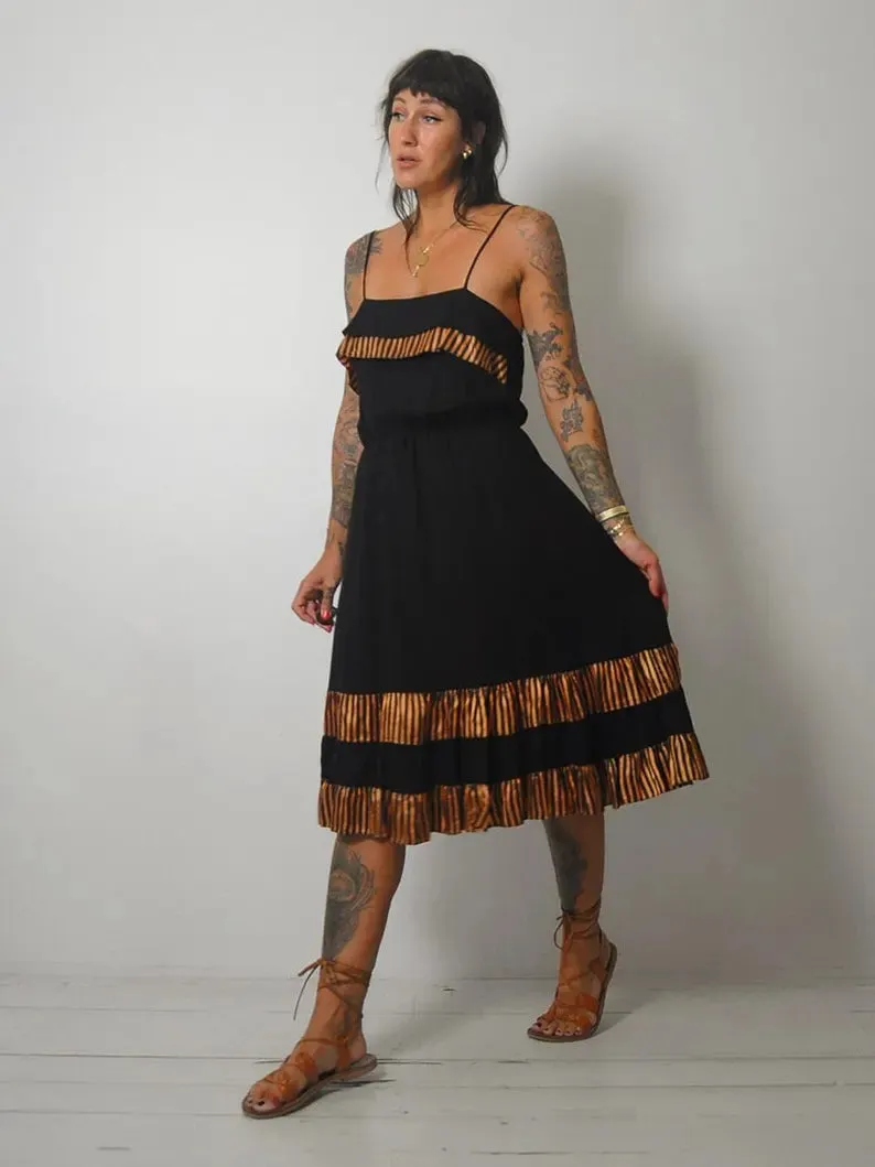 1970's Copper Striped Sundress