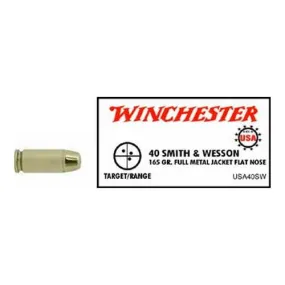 40 Smith & Wesson - USA, 165 Grains, Full Metal Jacket Flat Nose, Per 50