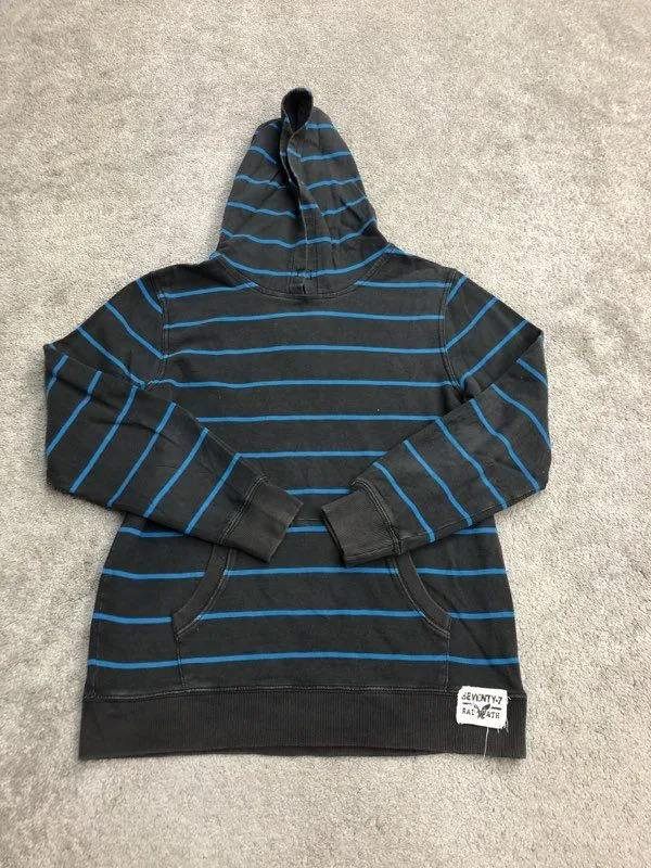 77Kids Hoodie Boys X Large Black Pullover Sweatshirt Striped Long Sleeve Outdoor