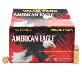 9mm Luger - American Eagle, 115 Grains, Full Metal Jacket, Per 100