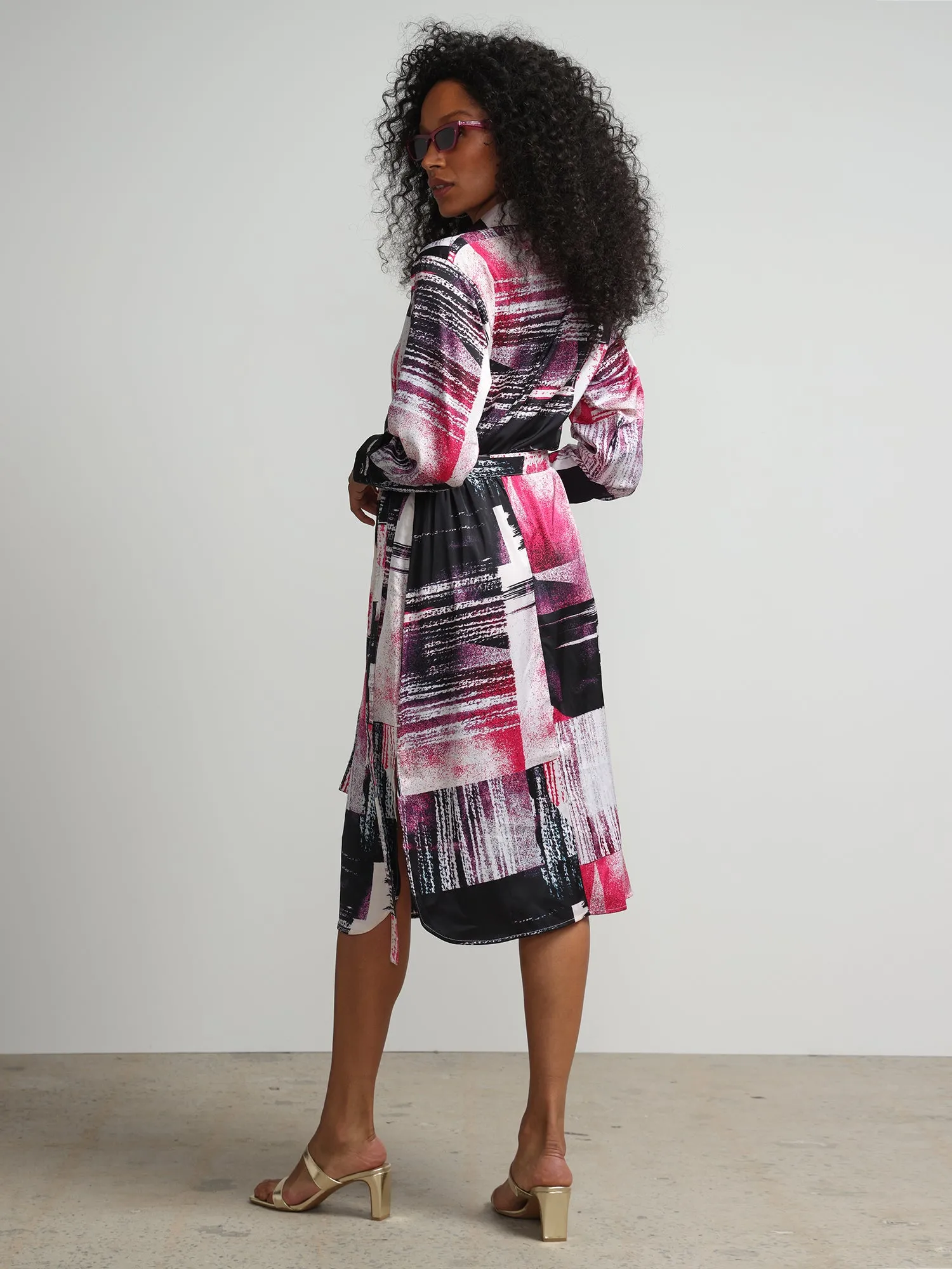 Abstract-Print Wrap Dress