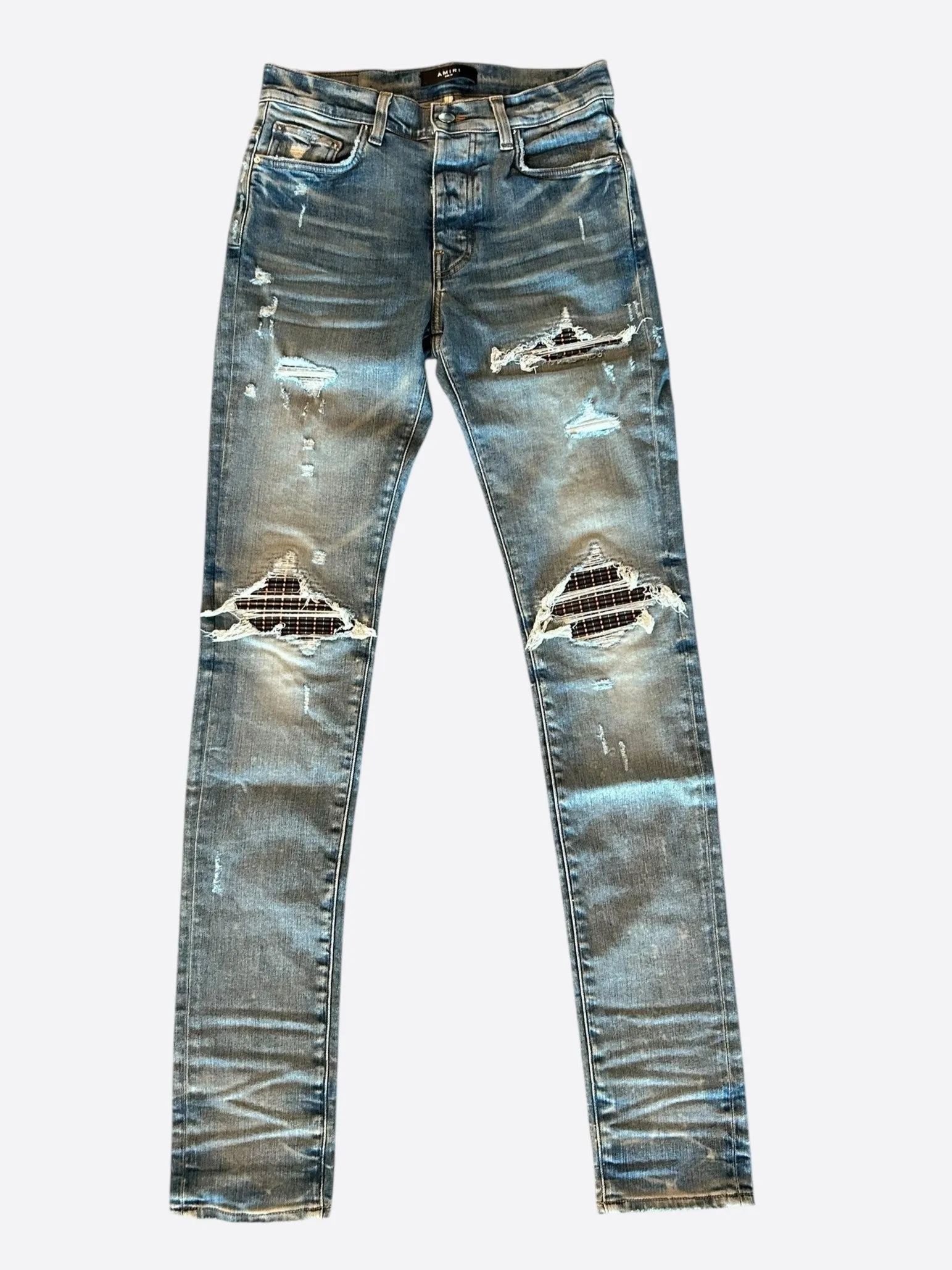 Amiri Clay Indigo Neon Plaid MX1 Jeans