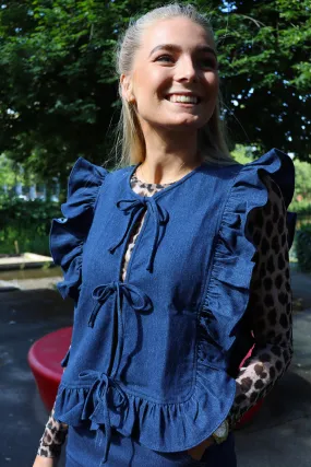 Asta Frill Vest | Blue Denim | Vest fra Liberté