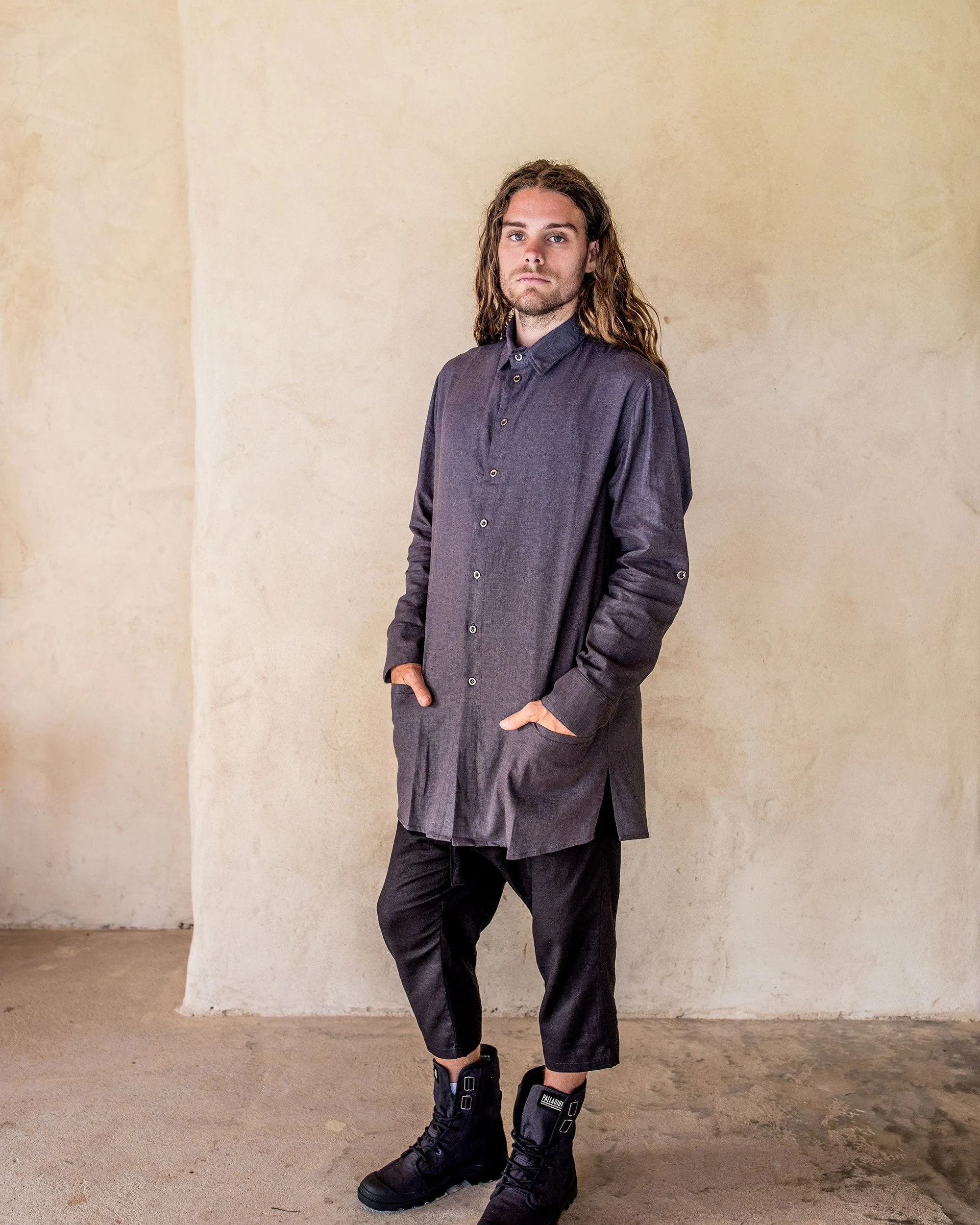 Axial Linen Shirt - Slate