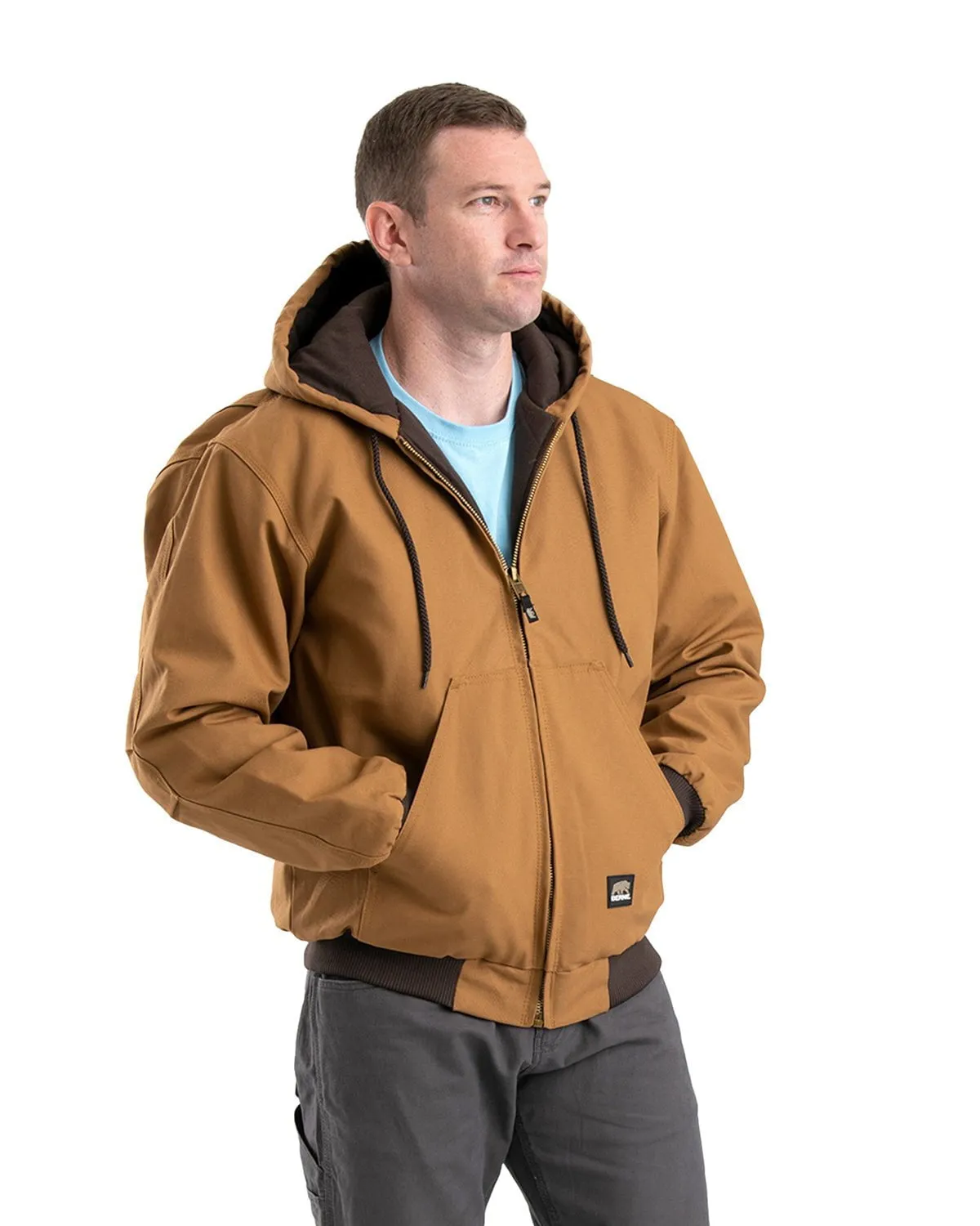 Berne Apparel Mens Heritage Duck Hooded Active Brown Duck 100% Cotton Jacket