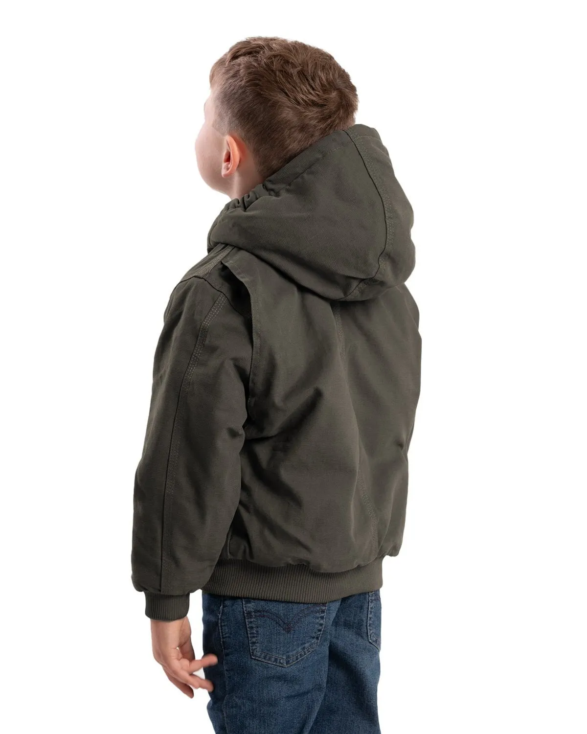 Berne Apparel Unisex Softstone Duck Hooded Olive Duck 100% Cotton Cotton Jacket