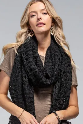 Black Open Knit Scarf