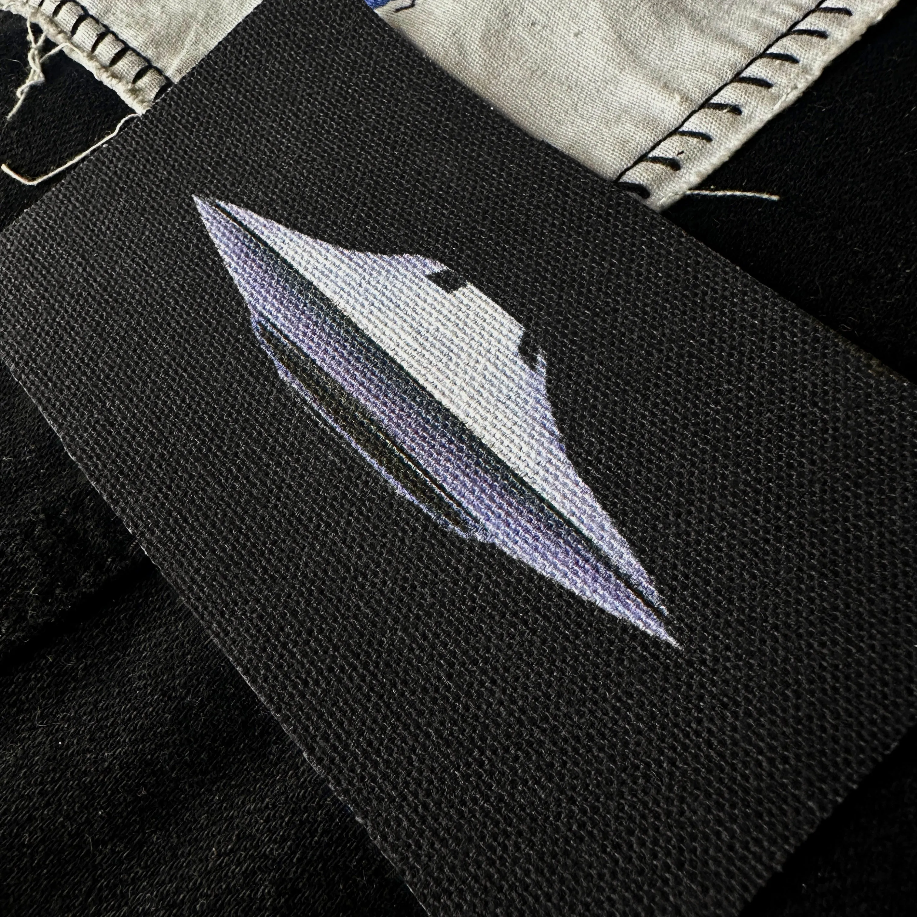 Black UFO Sew on Fabric Patch