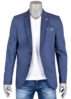 Blue Checkered Casual Blazer