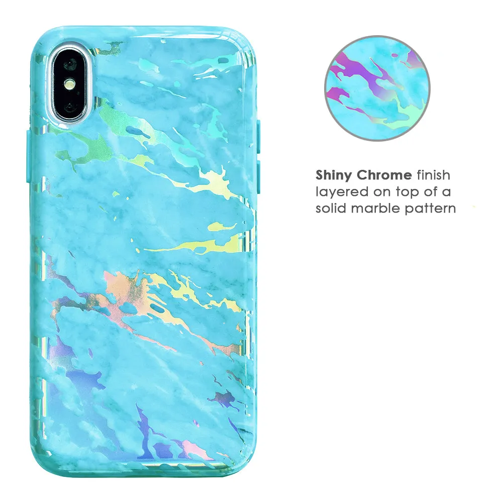 Blue Marble Holo Chrome iPhone Case