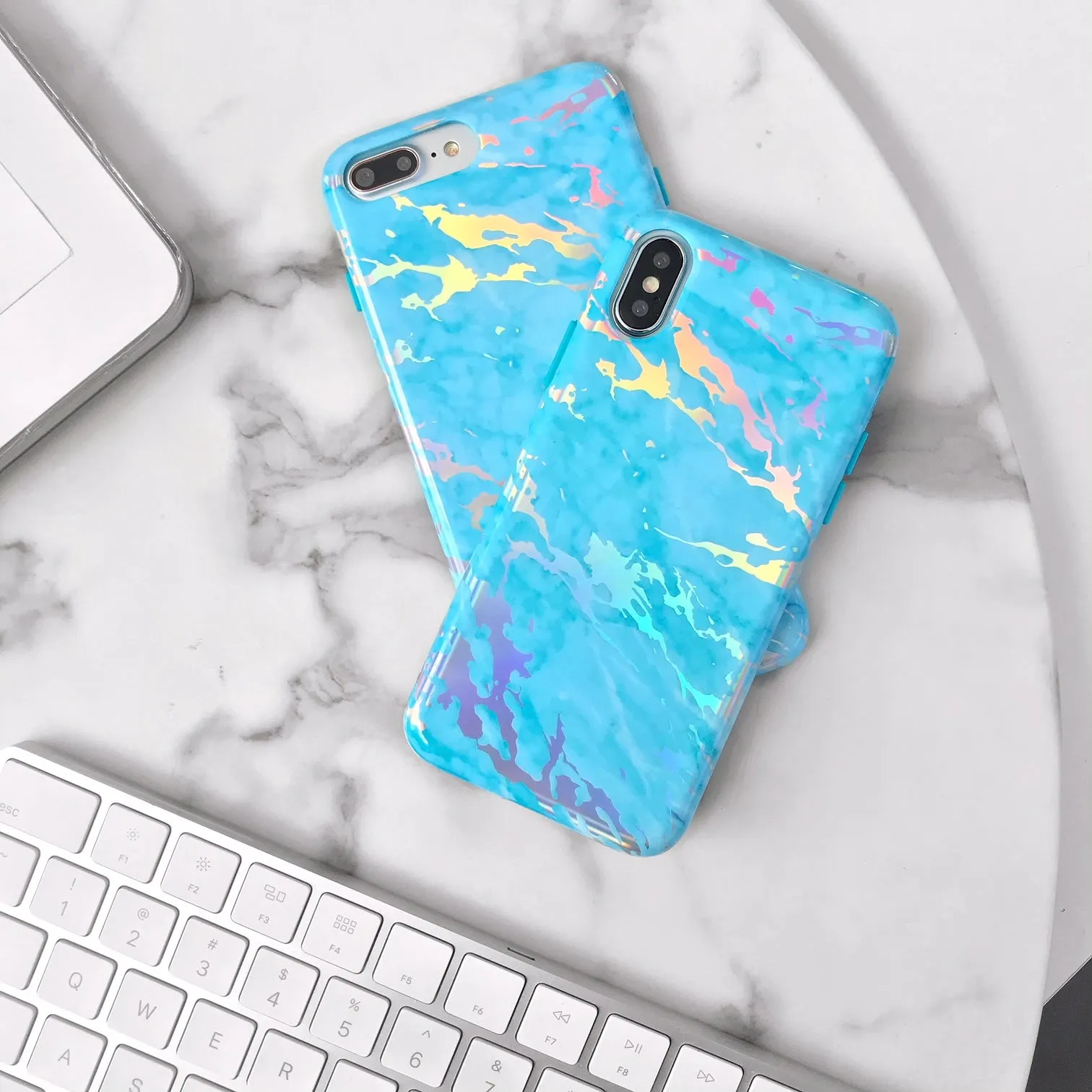 Blue Marble Holo Chrome iPhone Case