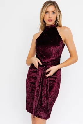 Burgundy Velvet Wrap Dress