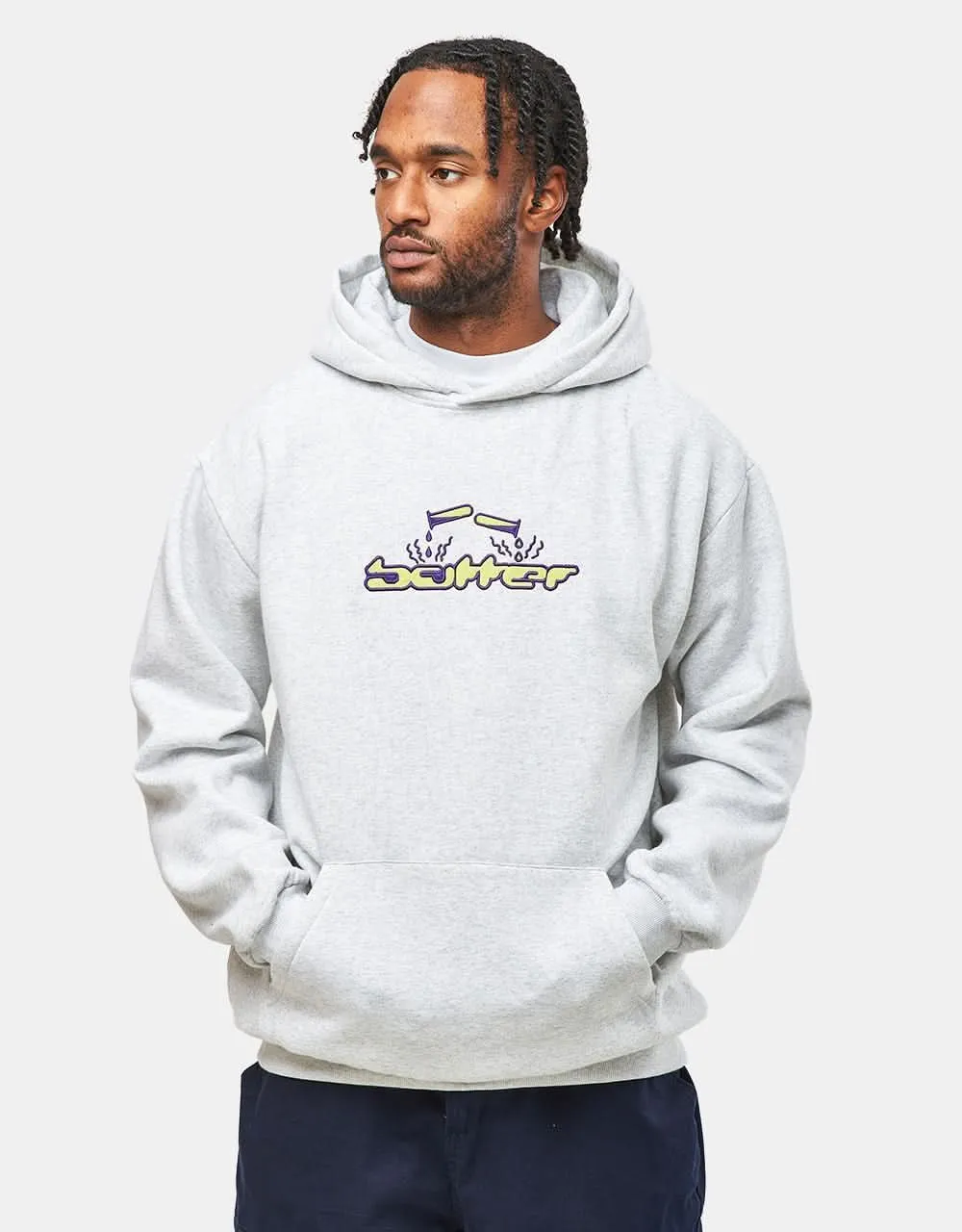 Butter Goods Corrosive Applique Pullover Hoodie - Ash