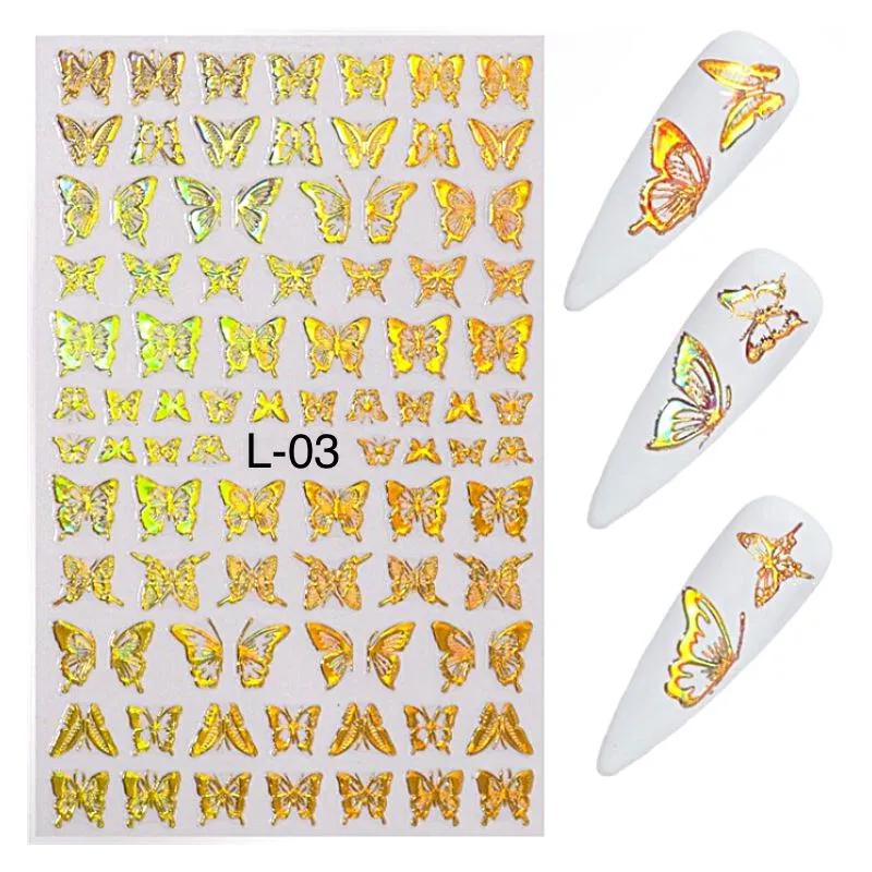 Butterfly Gold/Silver Holographic Nail Art Stickers