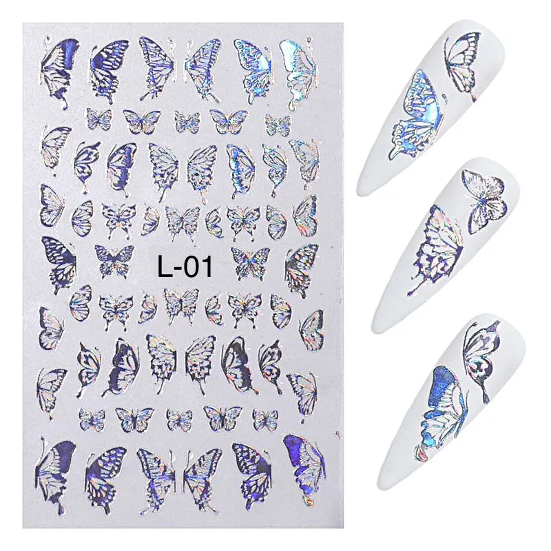 Butterfly Gold/Silver Holographic Nail Art Stickers