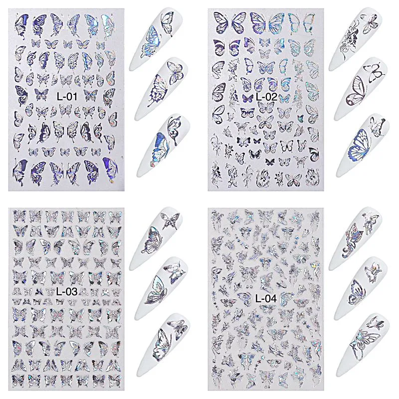 Butterfly Gold/Silver Holographic Nail Art Stickers