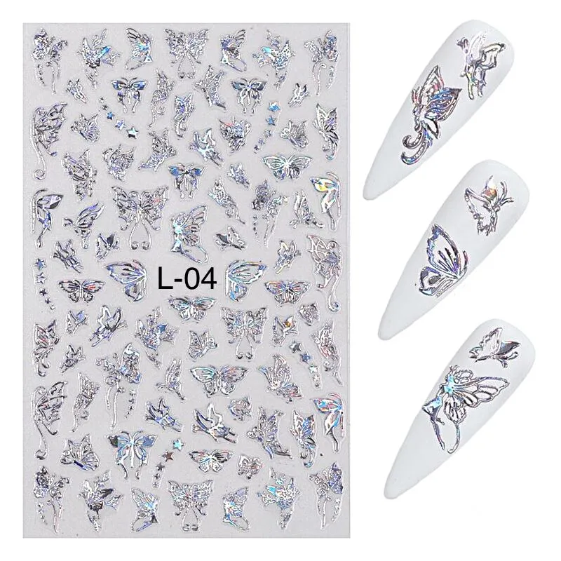 Butterfly Gold/Silver Holographic Nail Art Stickers