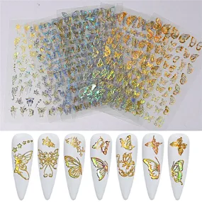 Butterfly Gold/Silver Holographic Nail Art Stickers