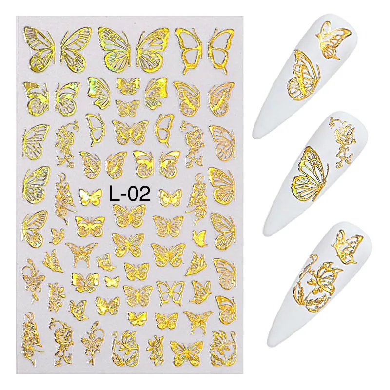 Butterfly Gold/Silver Holographic Nail Art Stickers