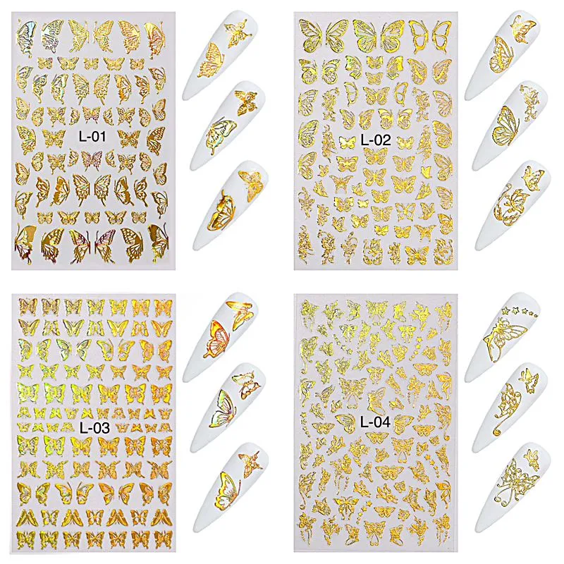 Butterfly Gold/Silver Holographic Nail Art Stickers