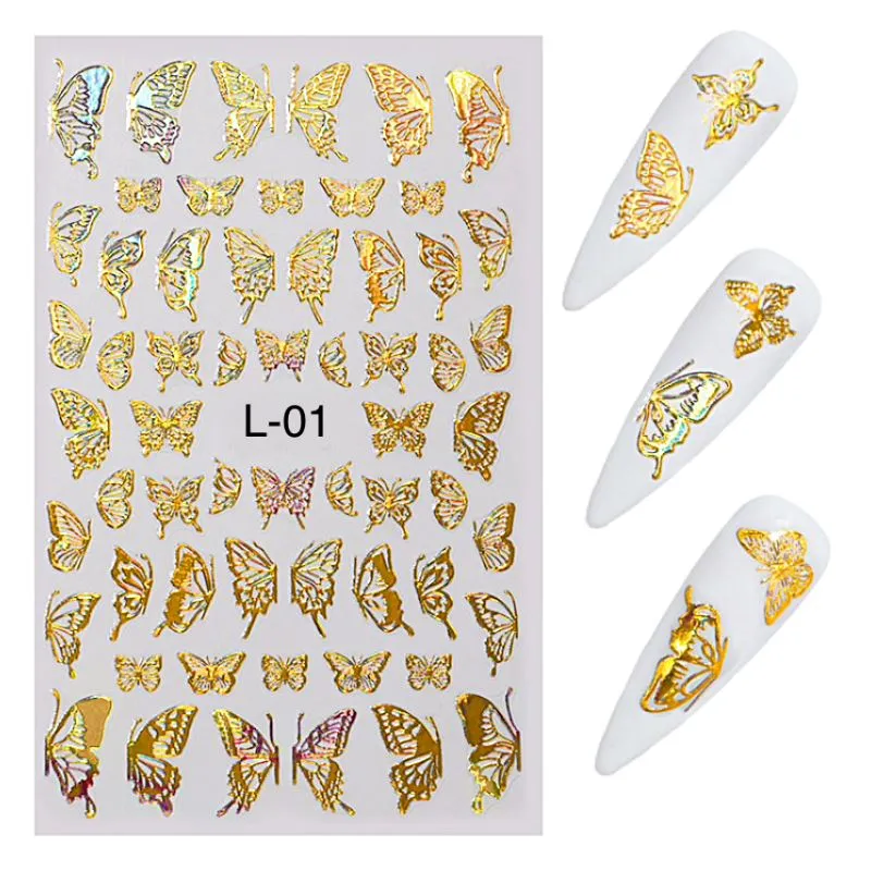 Butterfly Gold/Silver Holographic Nail Art Stickers