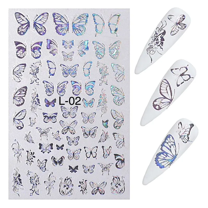 Butterfly Gold/Silver Holographic Nail Art Stickers