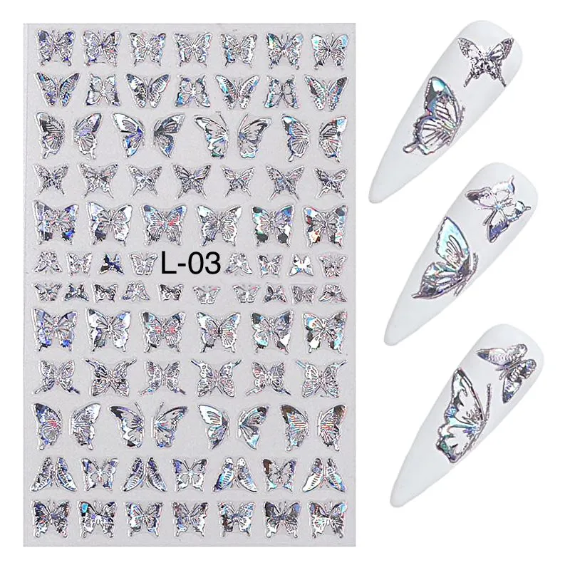 Butterfly Gold/Silver Holographic Nail Art Stickers