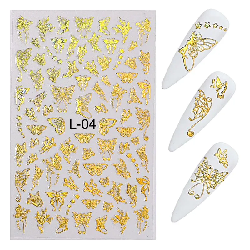 Butterfly Gold/Silver Holographic Nail Art Stickers