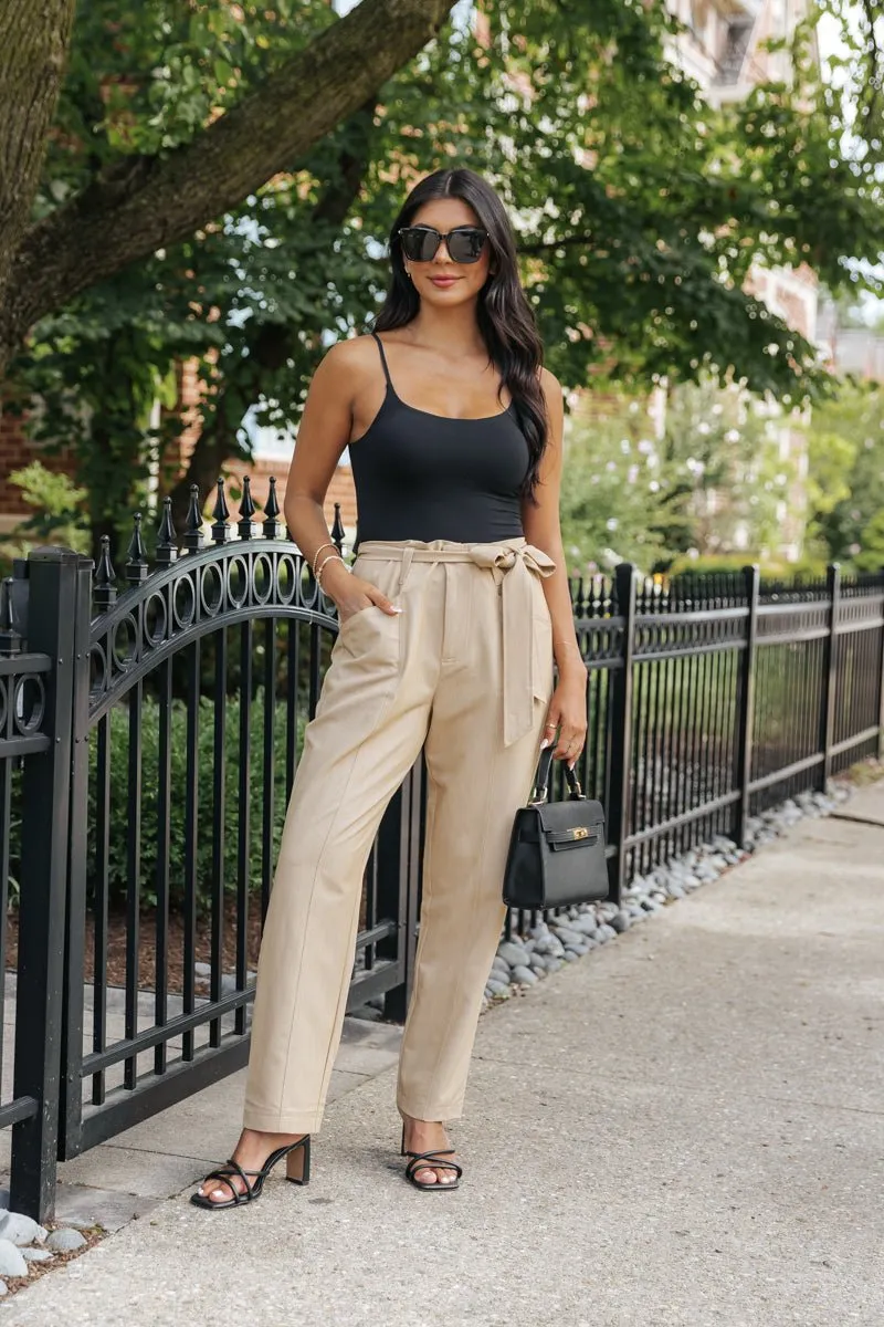 Camel Tie Front Trousers - FINAL SALE