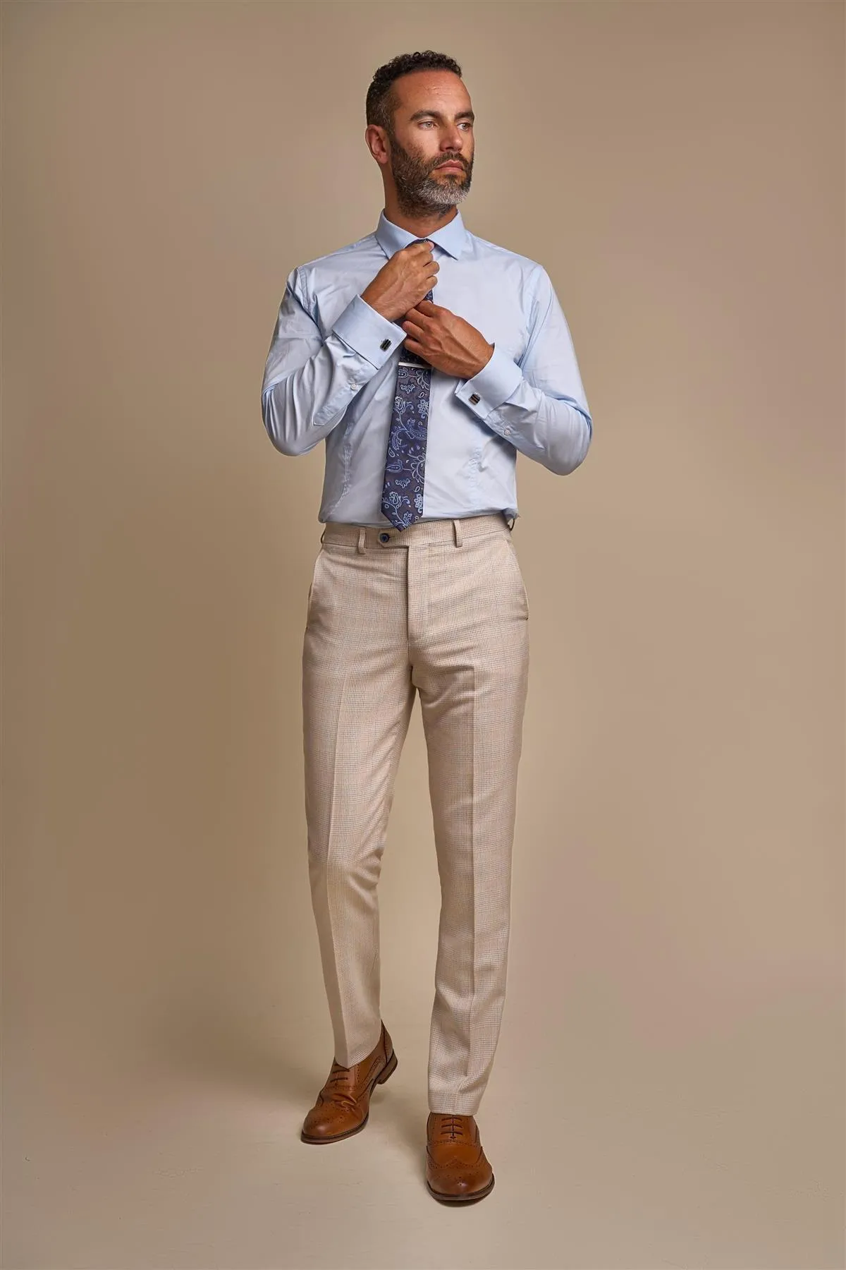 Caridi Beige Check Trousers