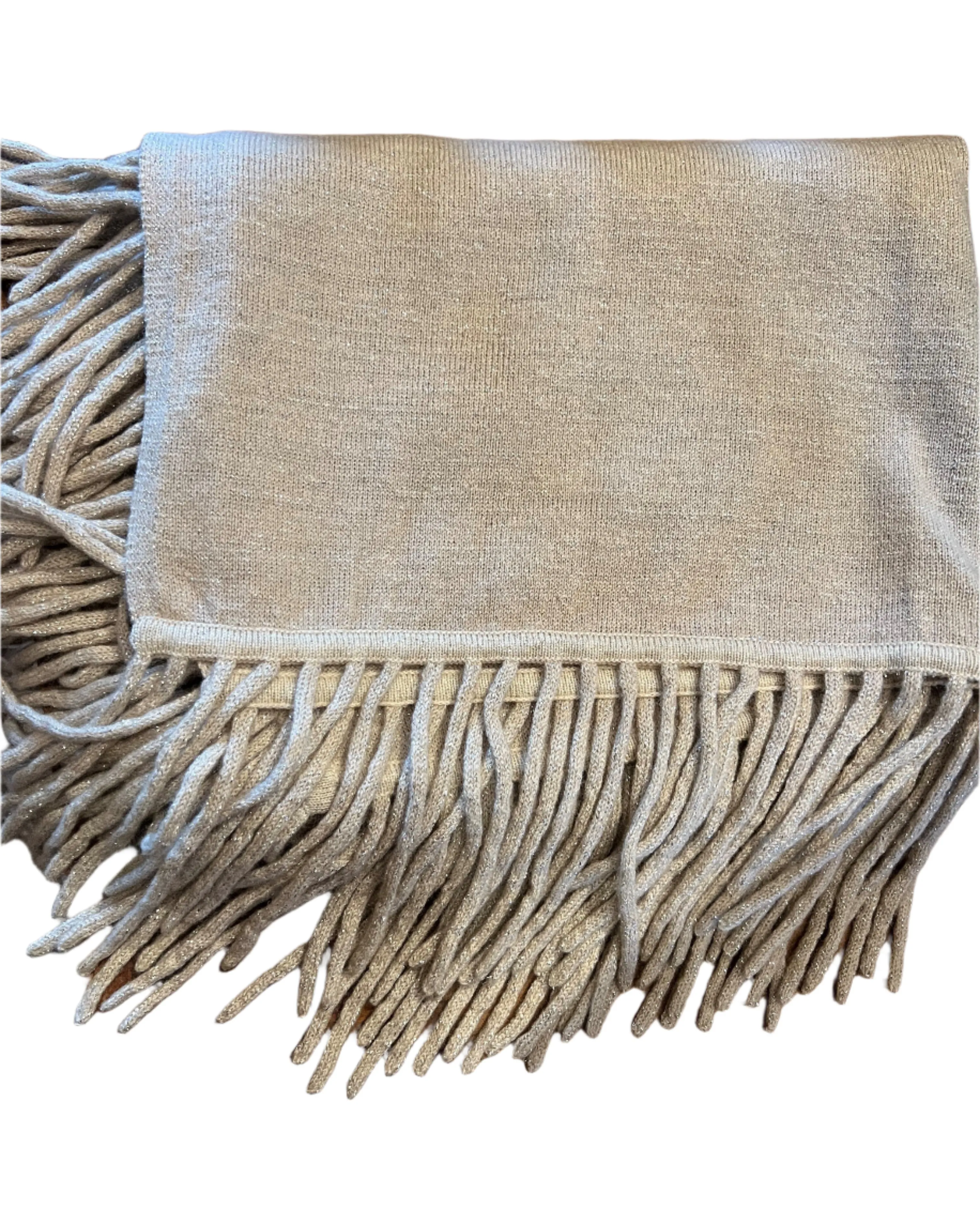 Cashmere Knit Scarf Silver Tassels | Pod Beige