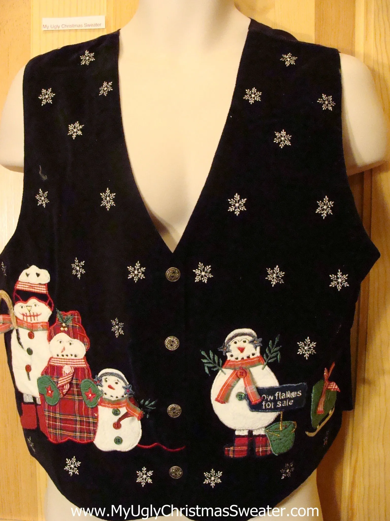 Cheap Ugly Christmas Sweater Vest Cheesy Snowmen