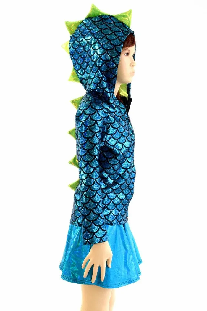 Childrens Turquoise & Lime Dragon Hoodie