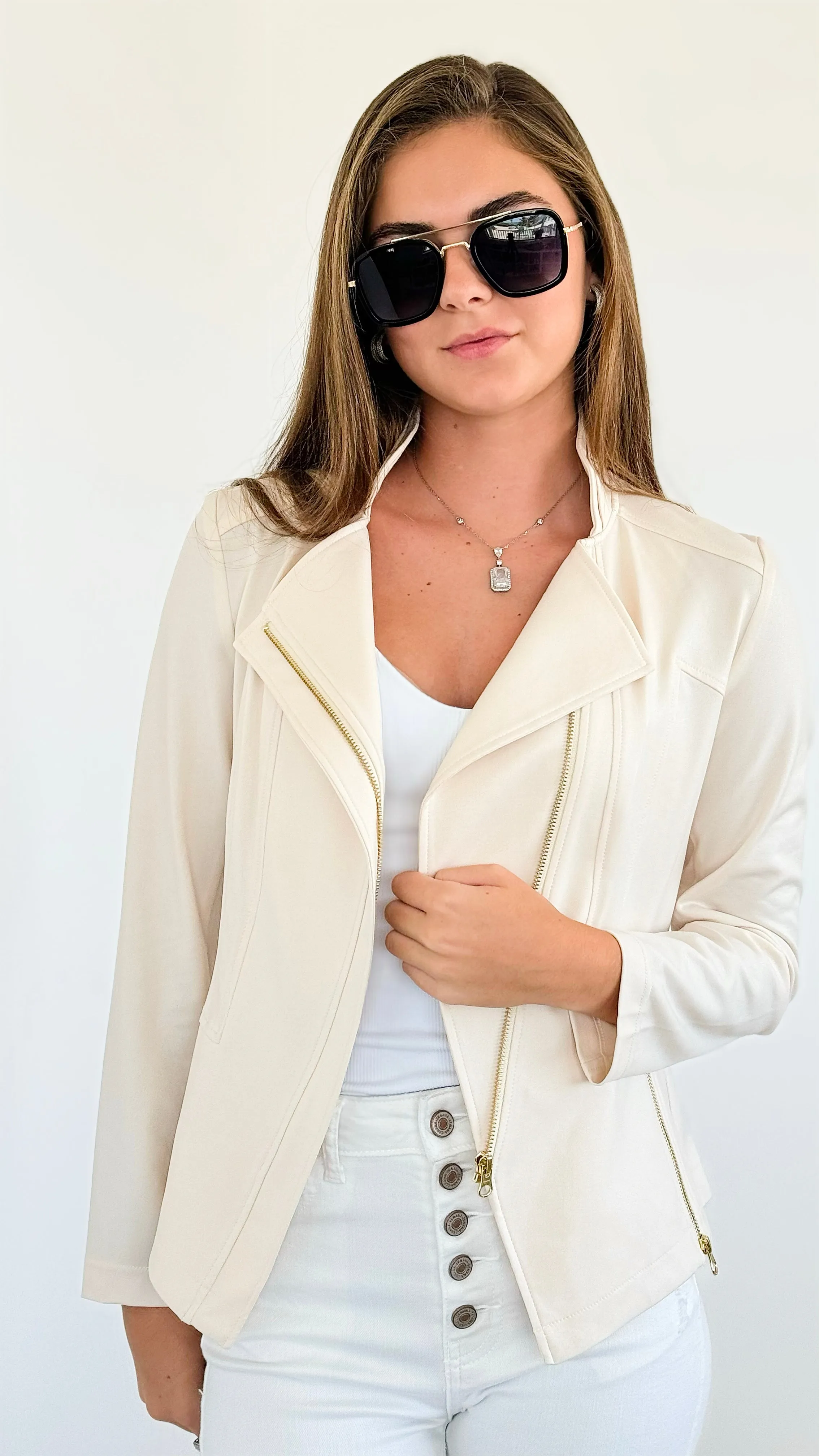 Classic Moto Jacket - Ivory