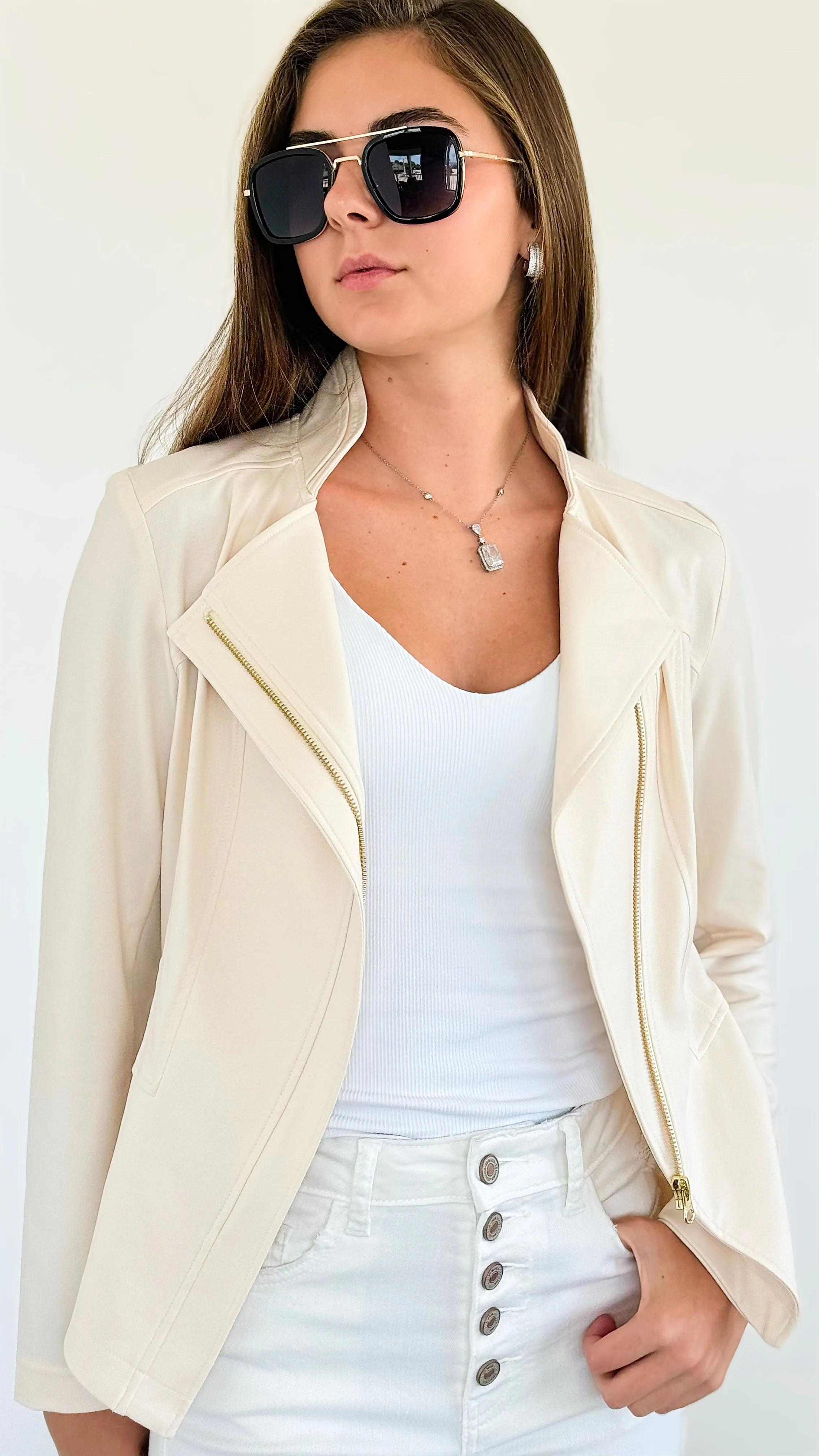 Classic Moto Jacket - Ivory