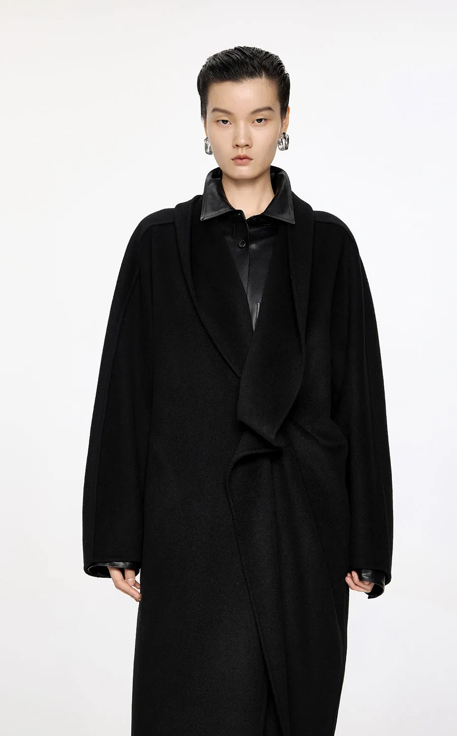 Coat / JNBY Pleated Wool Coat