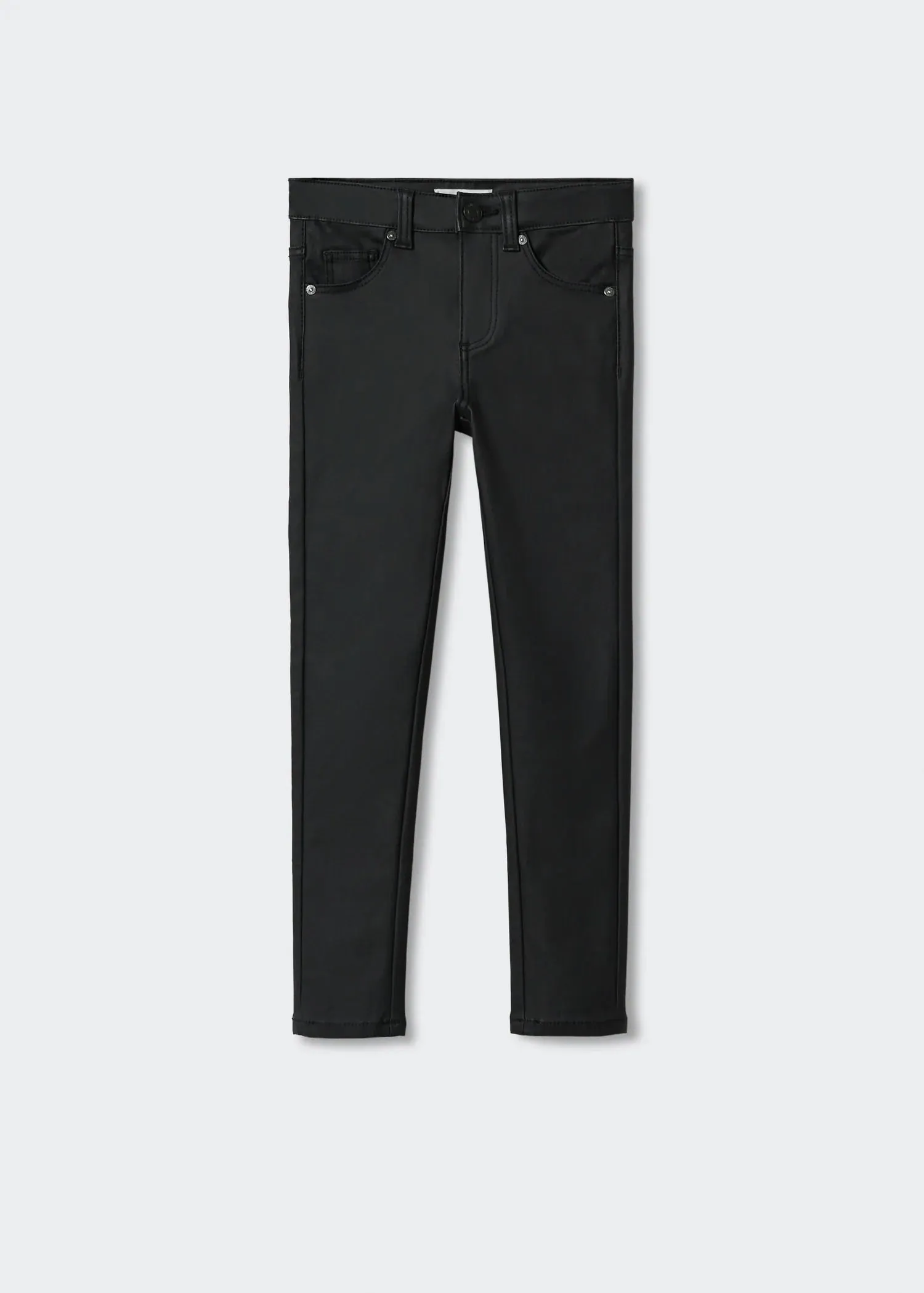 Coated skinny-fit trousers