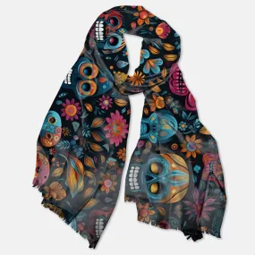 Colorful Skulls Lightweight Pashmina Scarf