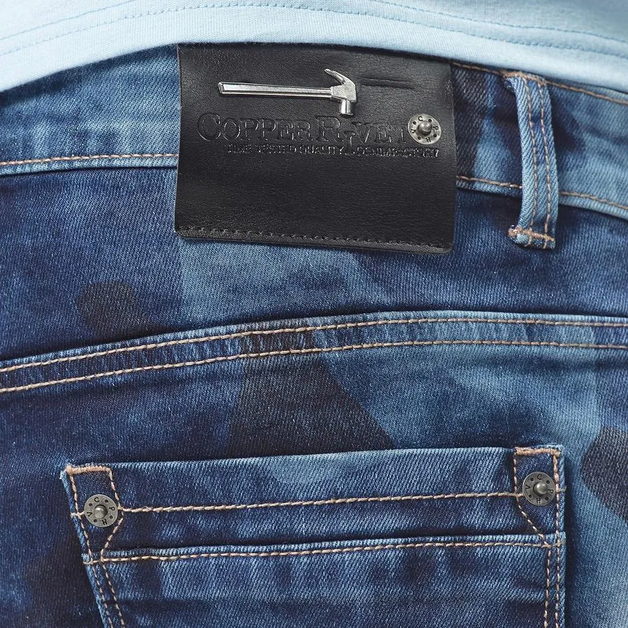 Copper Rivet Blue Camo Jean