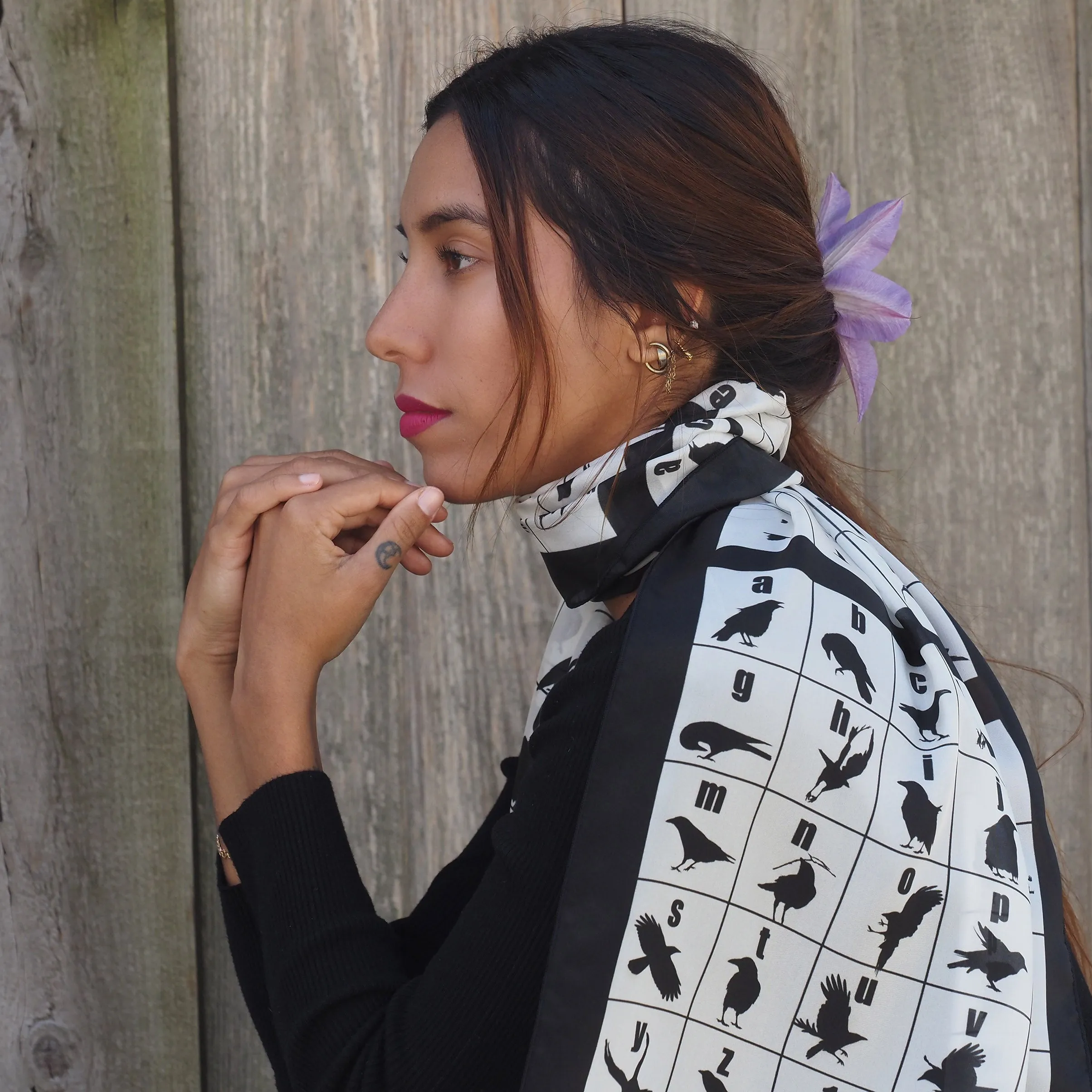 CROWPHABET - Long Silk Scarf