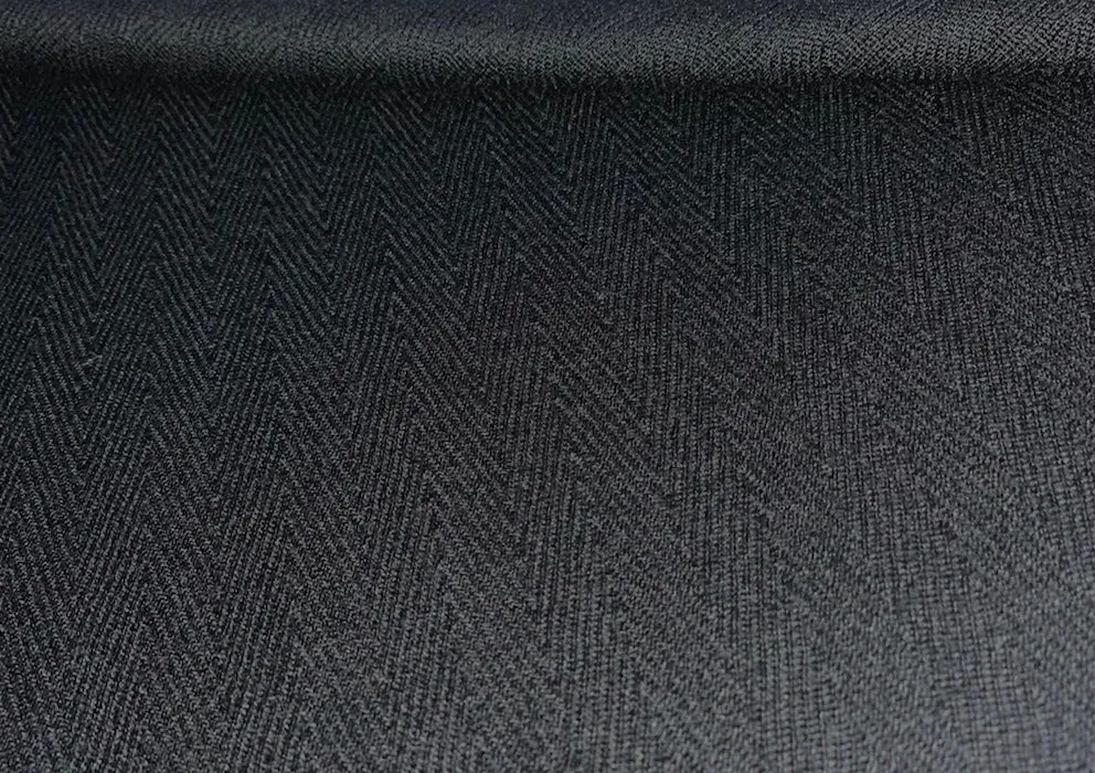 Crow's Wing Black Herringbone Wool (Made In Italy)