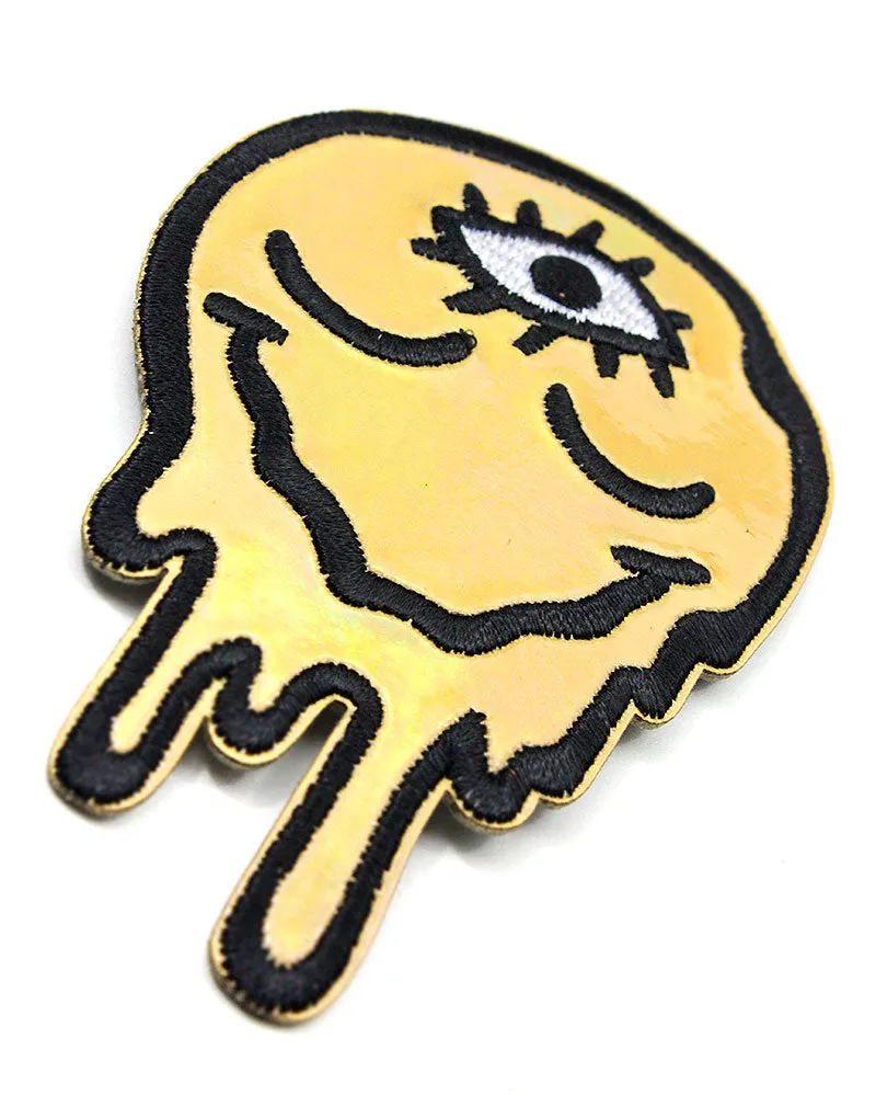 Drippy Third Eye Smiley Face Holographic Patch