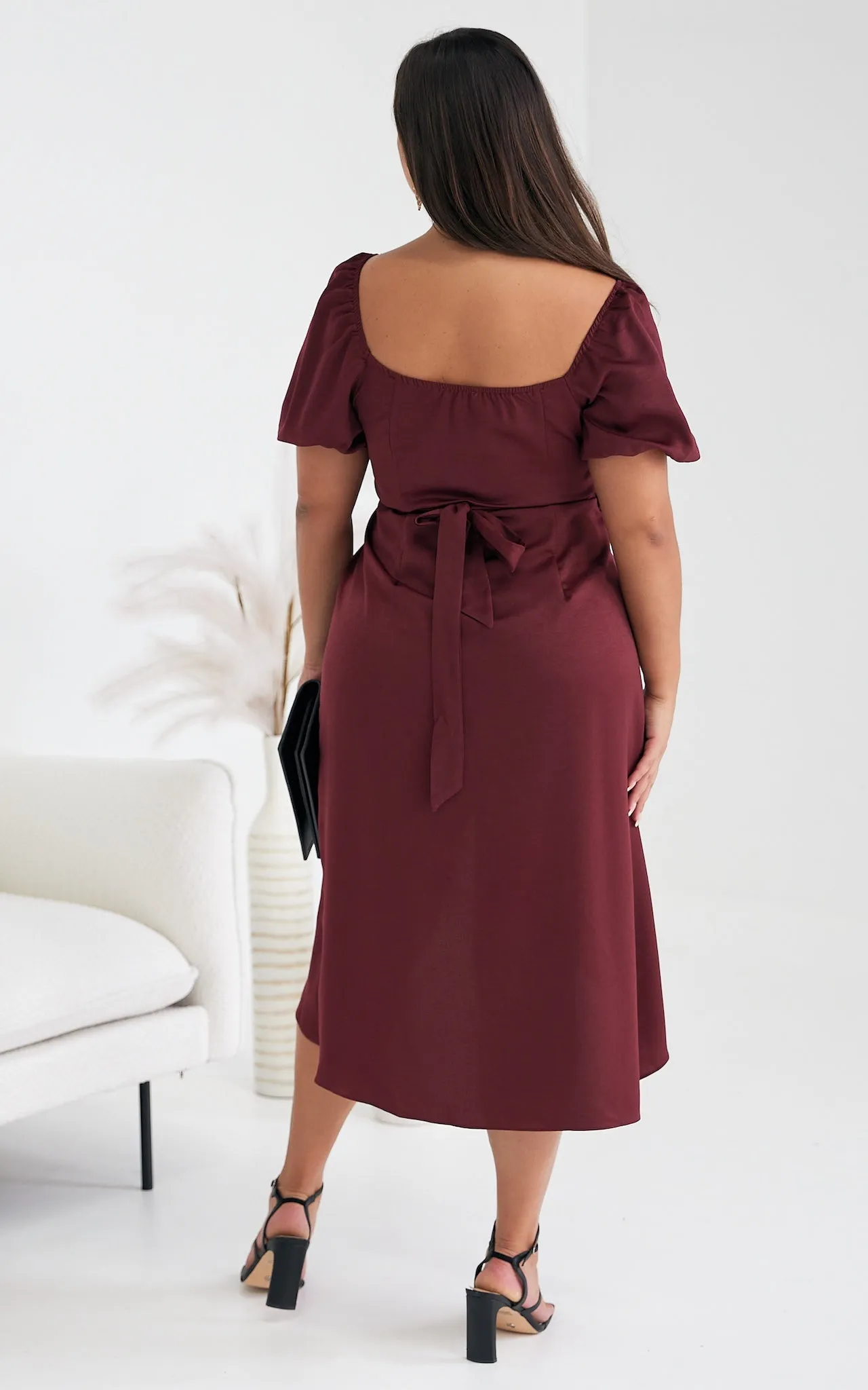 Eugenia Midi Dress - Deep Wine