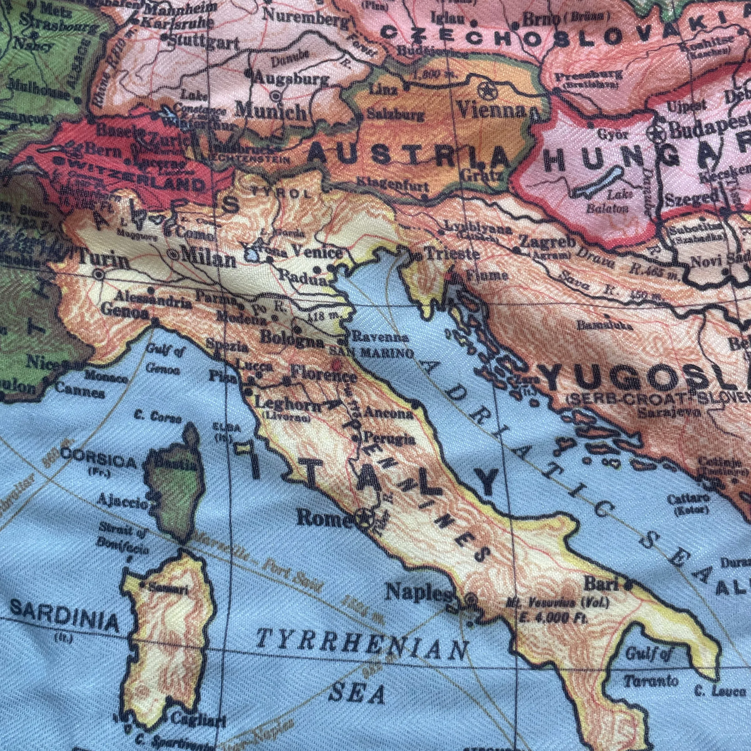 Europe Vintage Map, c. 1920 Scarf