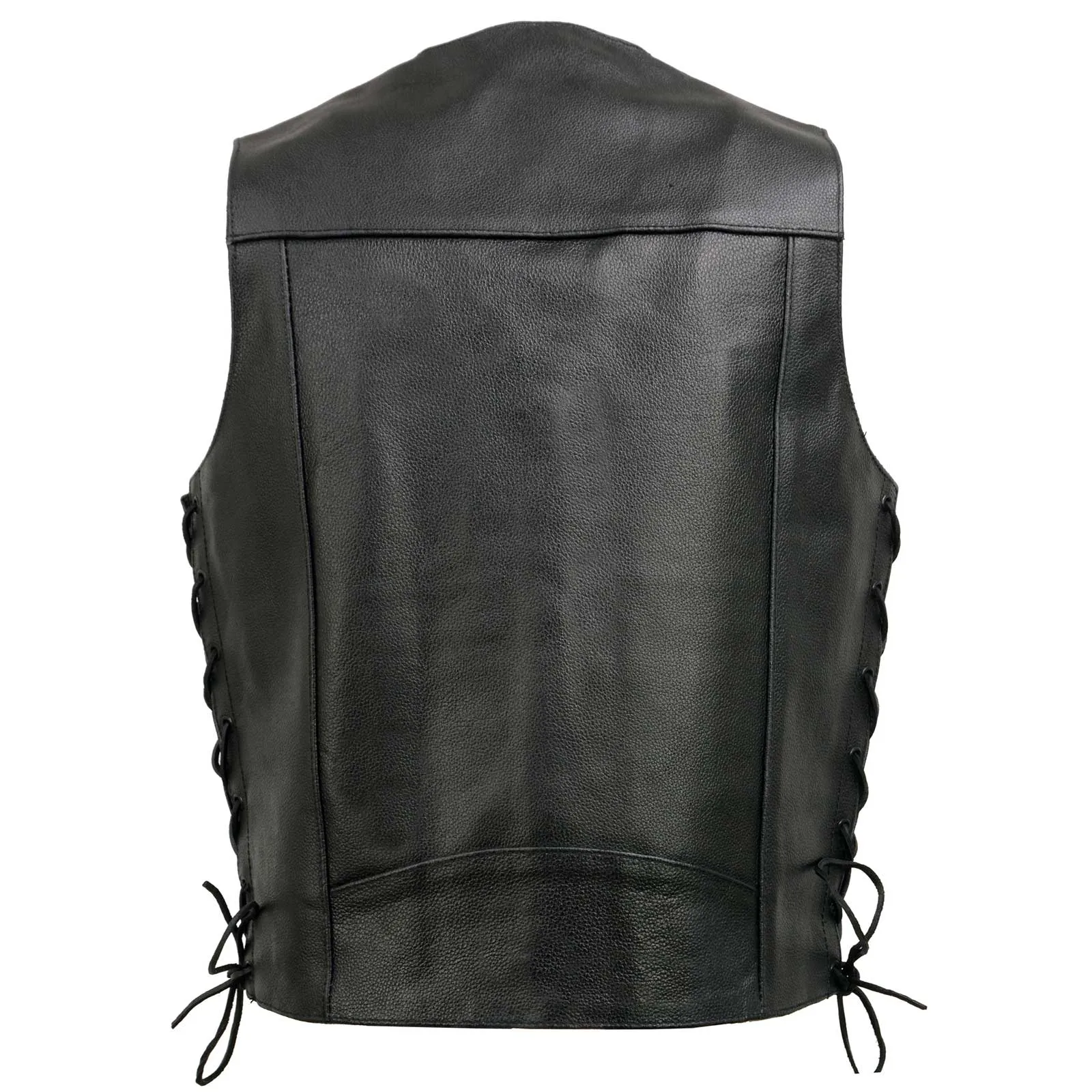 Event Leather EL5315 Black Motorcycle Leather Vest for Men w/ Side Lace- Riding Club Adult Motorcycle Vests