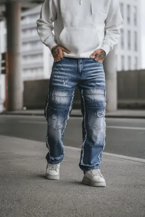 “Eyeore” Light Blue Distressed Baggy Jeans