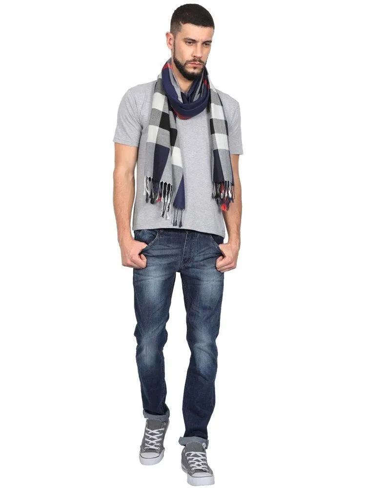 FabSeasons Unisex Navy Checkered Scarf