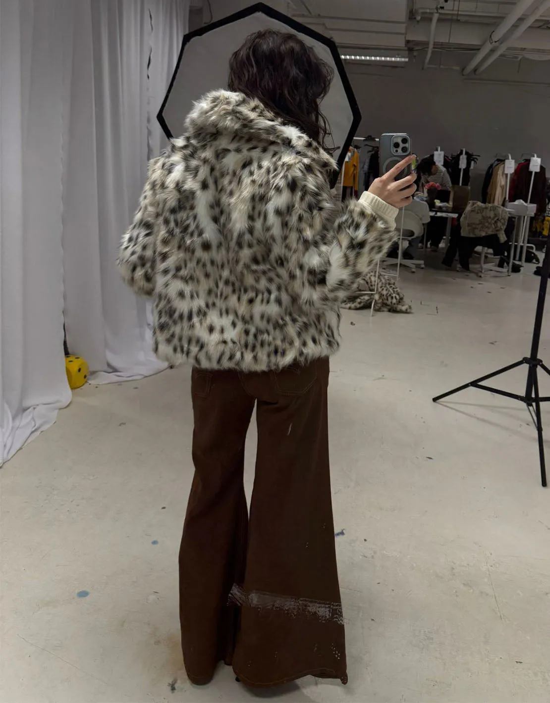 Faux fur leopard print short coat I